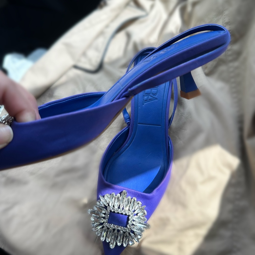 Zara jeweled sling backs